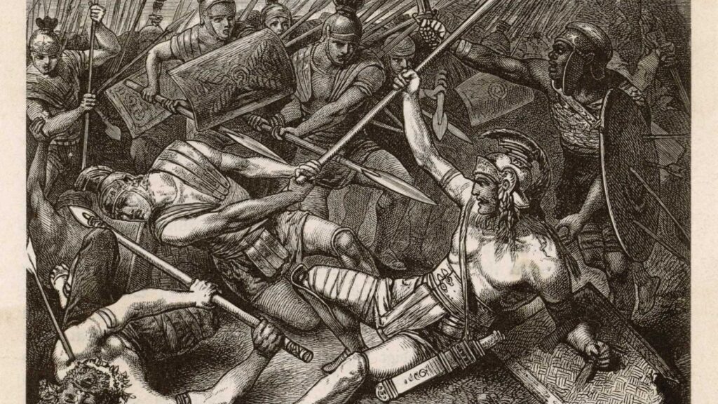 Tod des Spartacus by Hermann Vogel Spartacus falling in battle in the painting Tod des Spartacus, The Death of Spartacus, by Hermann Vogel